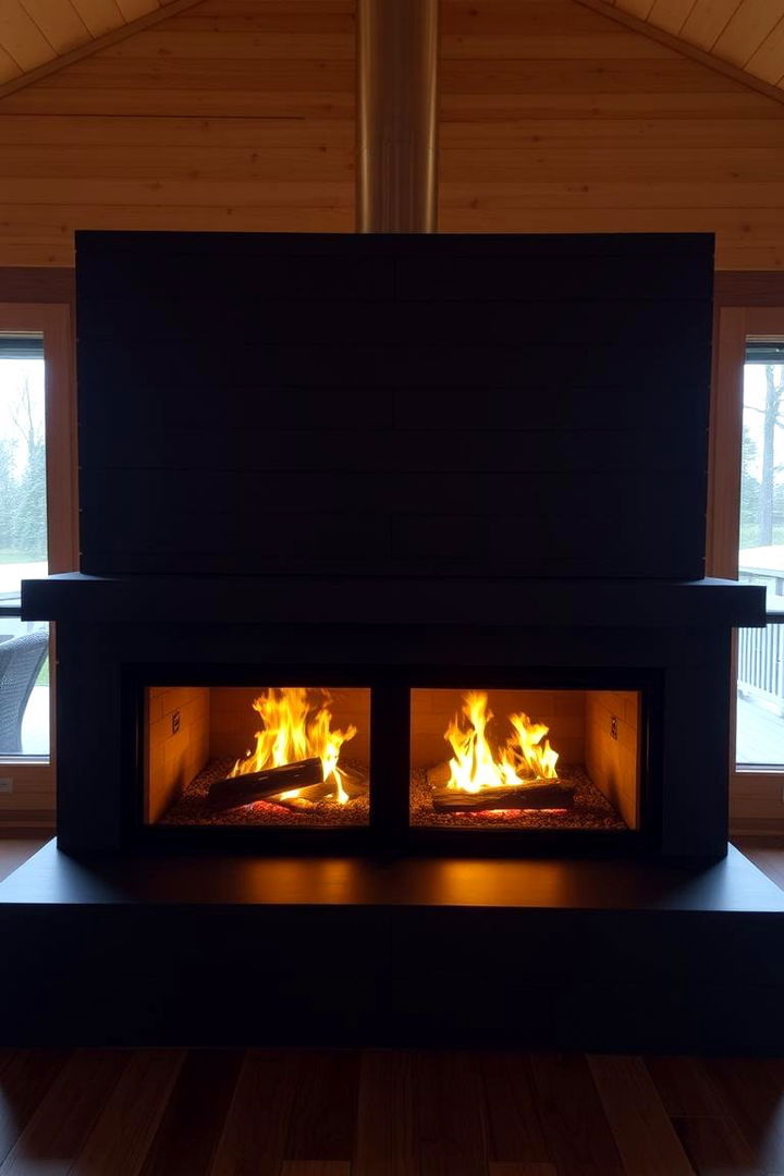 Dual Sided Fireplace - 22 Cabin Fireplace Ideas