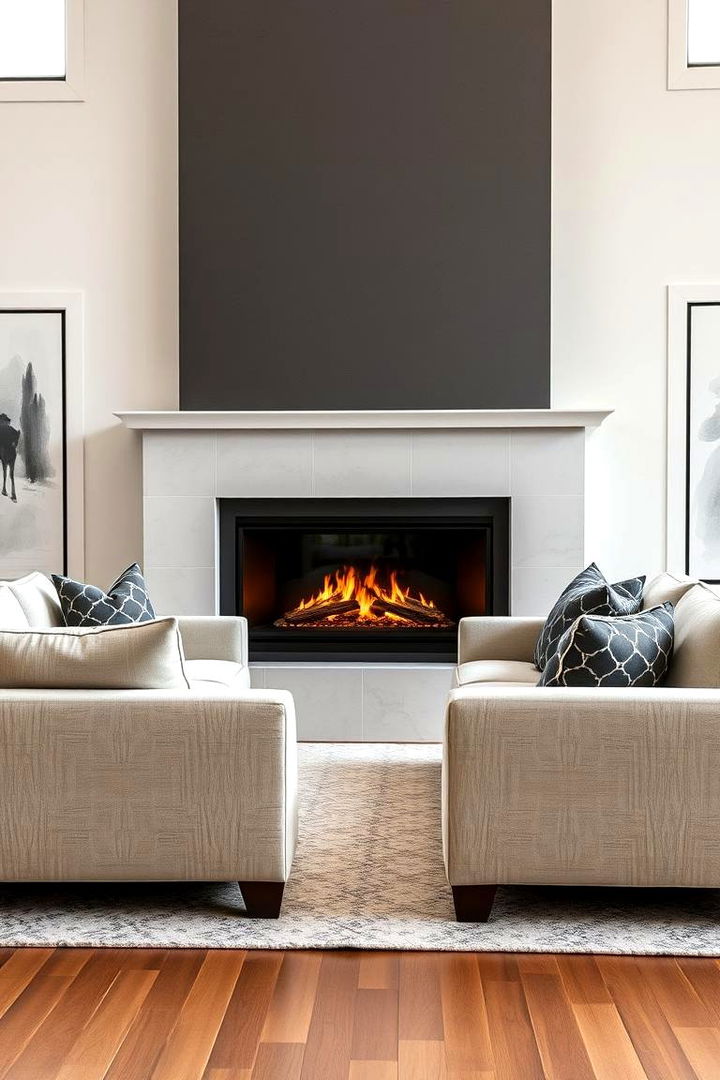 Dual Sofa and Loveseat Pairing - 22 Fireplace Seating Ideas