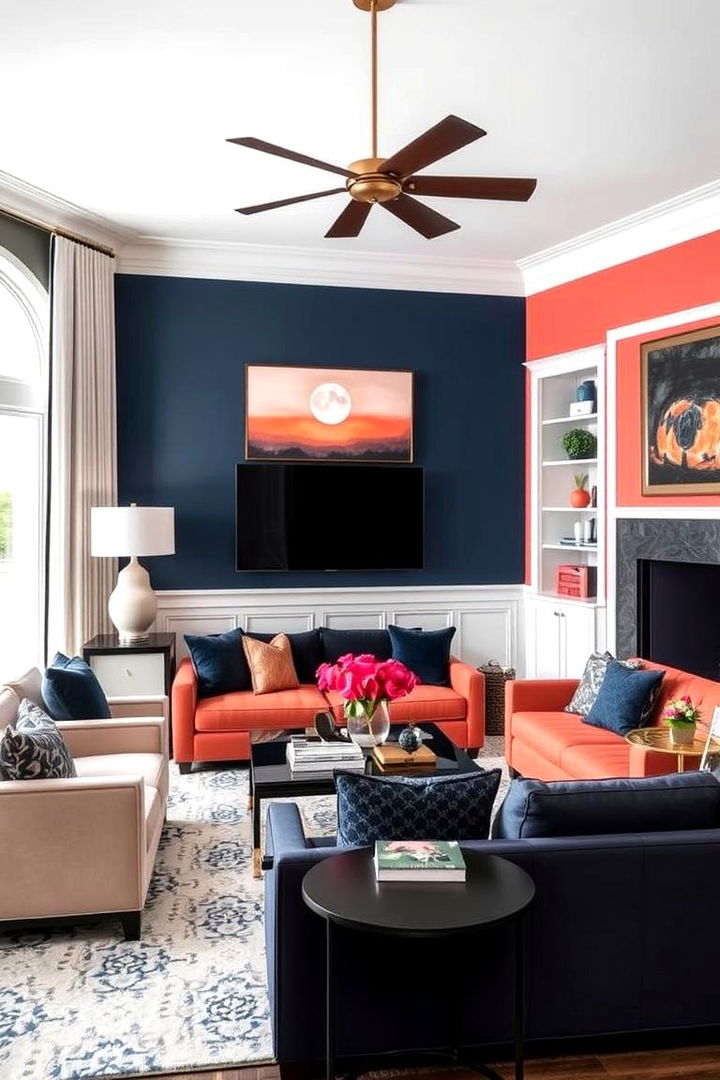 Dual Tone Dynamics for Drama - 22 Colorful Living Room Ideas