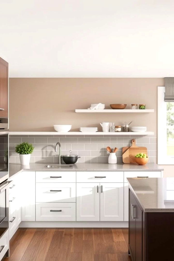 Dual Tone Taupe and White Combination - 22 Taupe Kitchen Cabinet Ideas