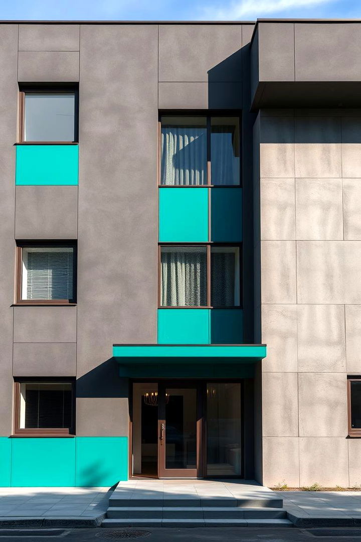 Dual Tone Teal and Gray Facade - 22 Teal House Exterior Ideas