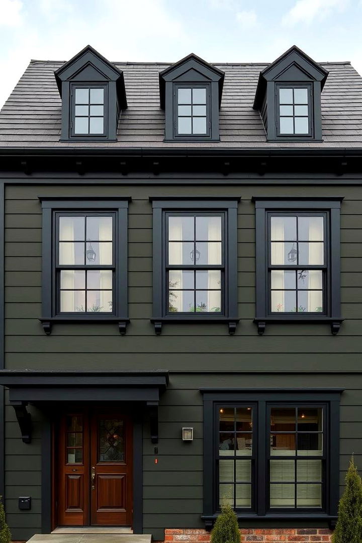 Durability of Materials - 22 Dark Olive Green House With Black Trim