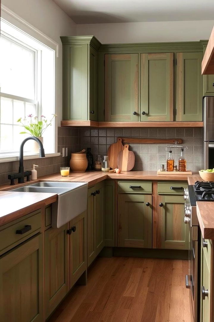 Durable Materials and Sustainable Choice - 22 Rustic Sage Green Kitchen Cabinets