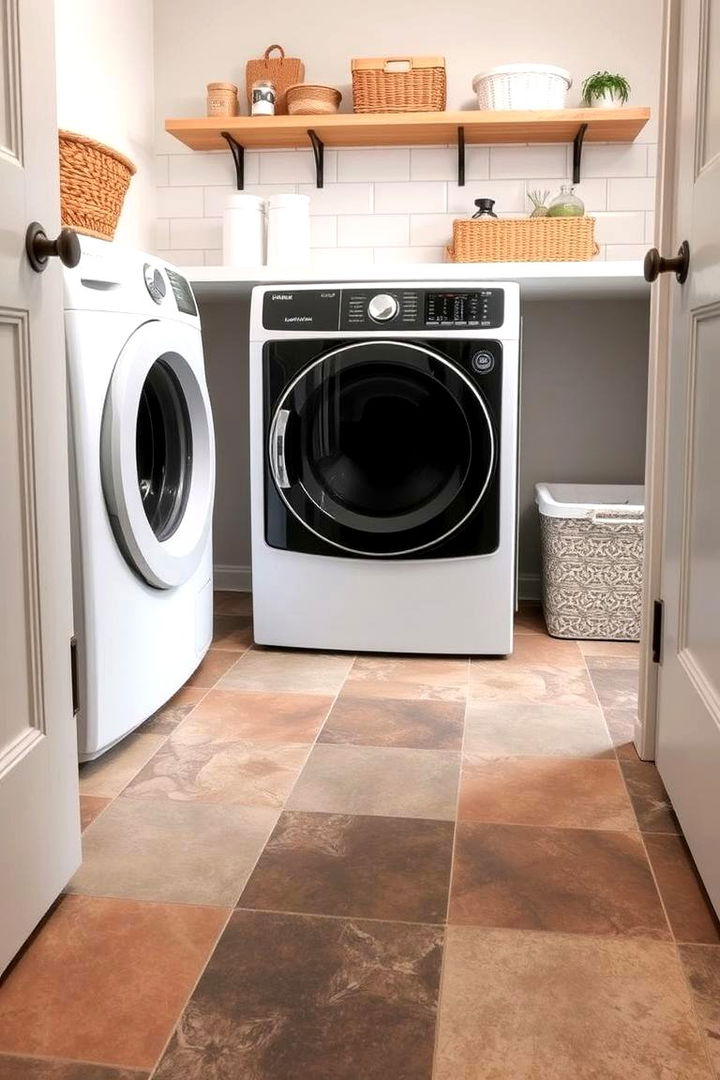 Durable Stain Resistant Flooring - 22 Farmhouse Laundry Room Ideas