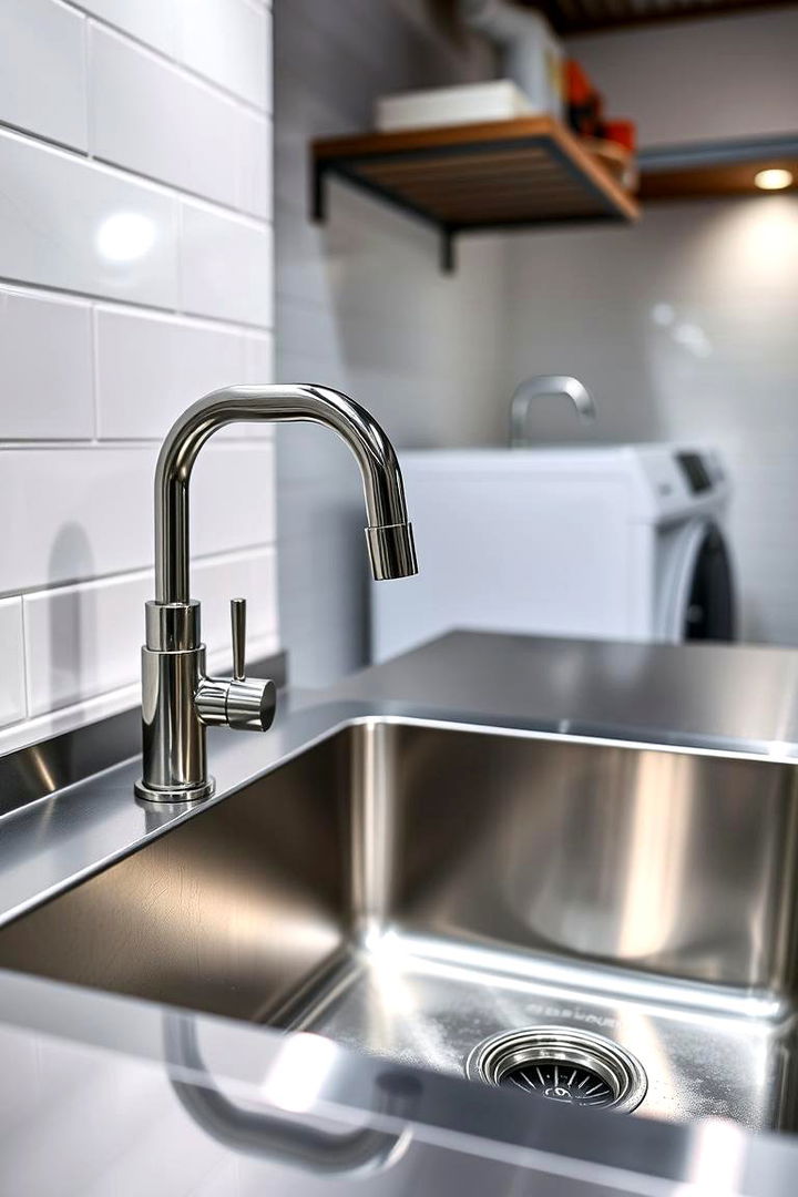 Durable Stainless Steel Masterpiece - 22 Laundry Room Sink Ideas