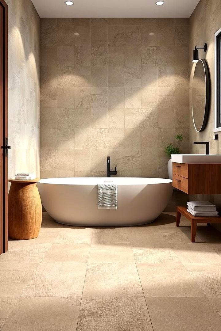 Durable Stone Floor Designs - 22 Stone Bathroom Ideas