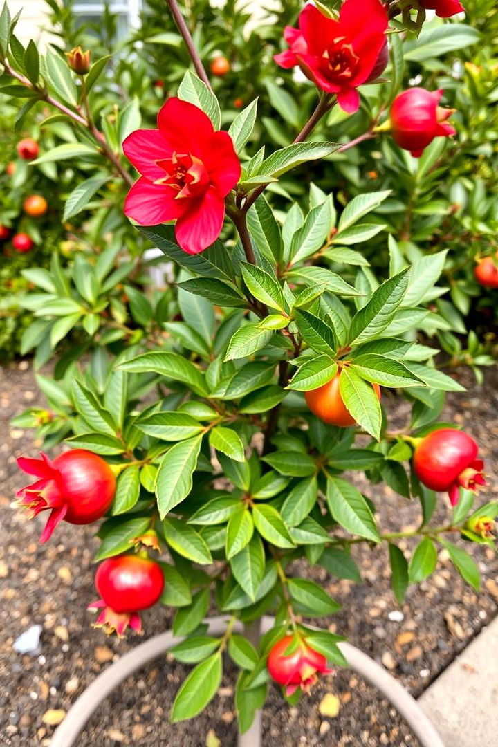 Dwarf Pomegranate Dual Delight of Flowers and Fruit - 22 Small Trees for Front Yard
