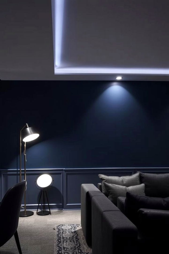 Dynamic Accent Lighting - 22 Navy Blue and Grey Living Room Ideas
