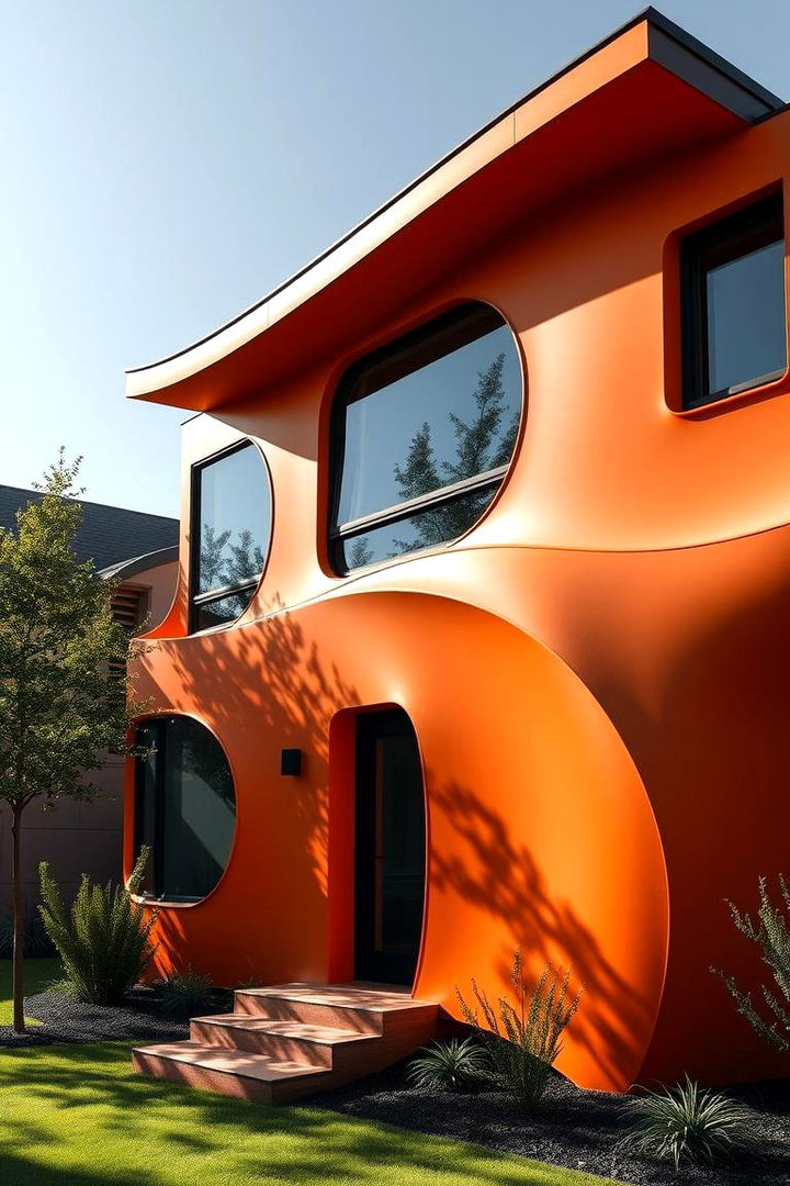 Dynamic Architectural Lines in Orange - 22 Orange House Exterior Ideas