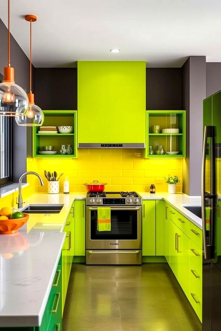 Dynamic Chartreuse Pop Designs - 22 Green Kitchen Cabinet Ideas