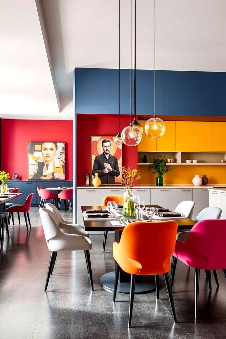 Dynamic Color Blocking Techniques - 22 Colorful Dining Room Ideas