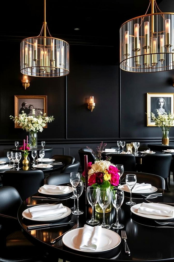 Dynamic Dinner Settings - 22 Black Accent Wall Dining Room Ideas