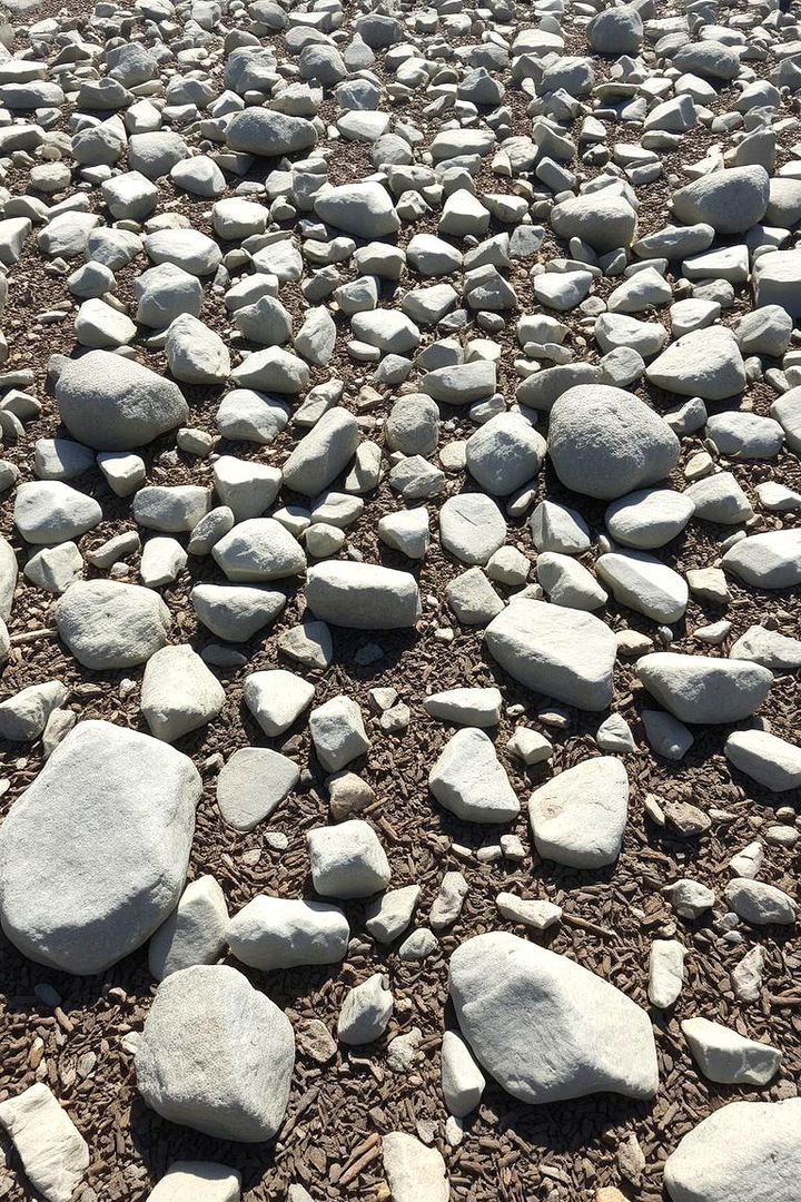 Dynamic Front Yard with Varied Rock Sizes and Mulch Covering - 22 Front Yard Landscaping Ideas With Rocks and Mulch