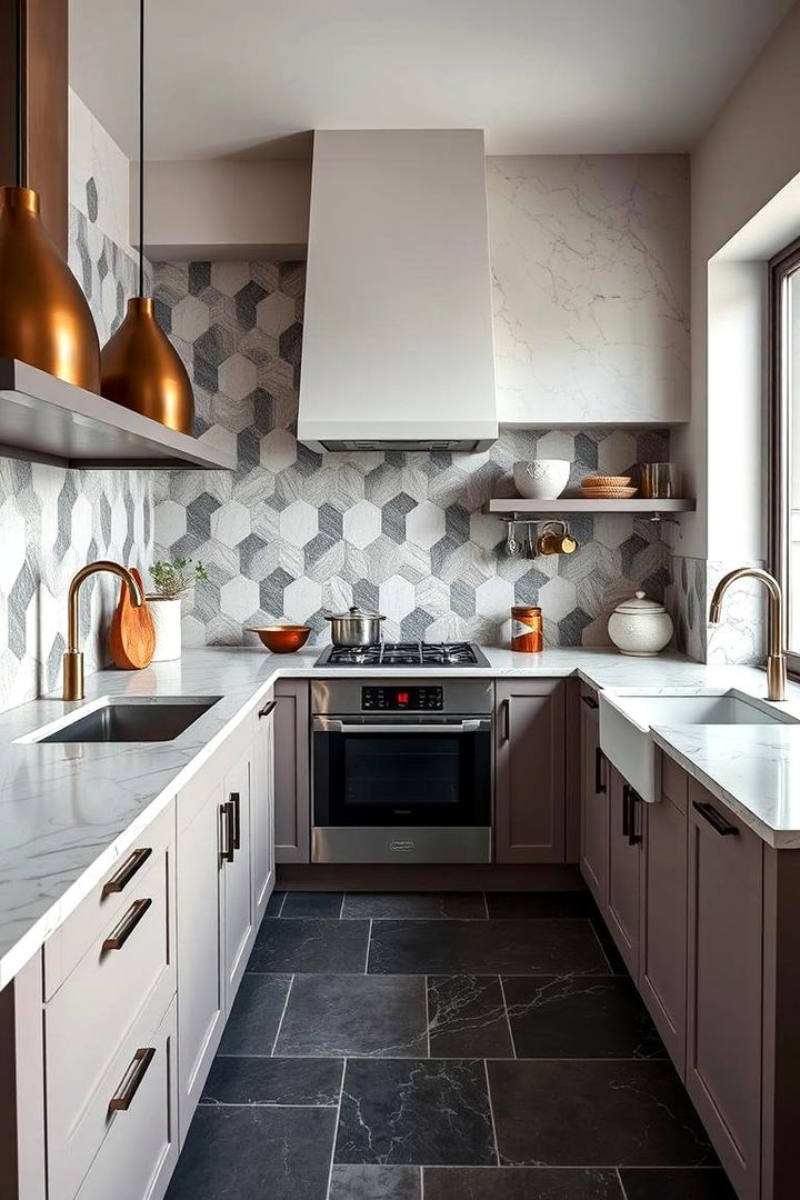 Dynamic Geometric Slate Floor Kitchen - 22 Kitchens With Slate Floors