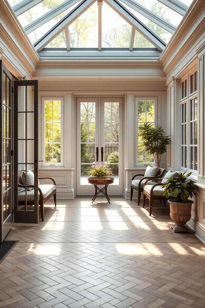 Dynamic Herringbone Layout - 22 Sunroom Tile Floor Ideas