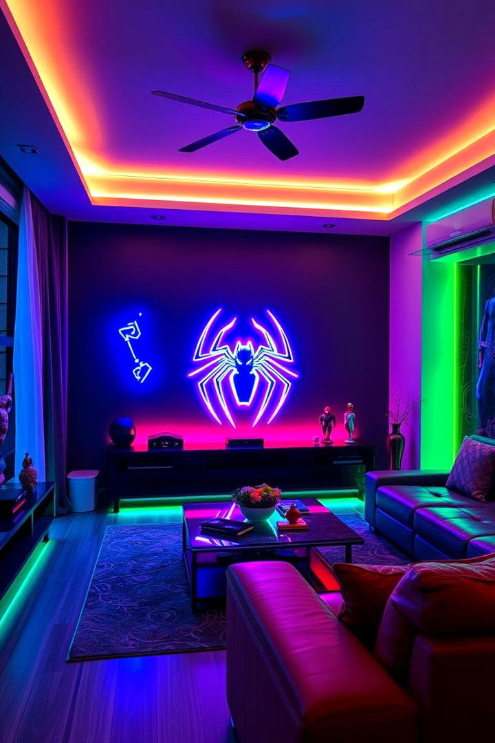Dynamic LED Lighting - 22 Spiderman Room Decor Ideas