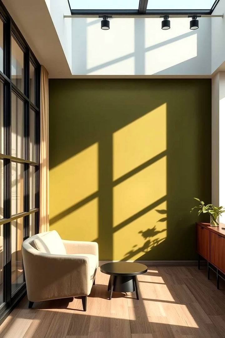 Dynamic Layered Lighting - 22 Olive Green Accent Wall Ideas
