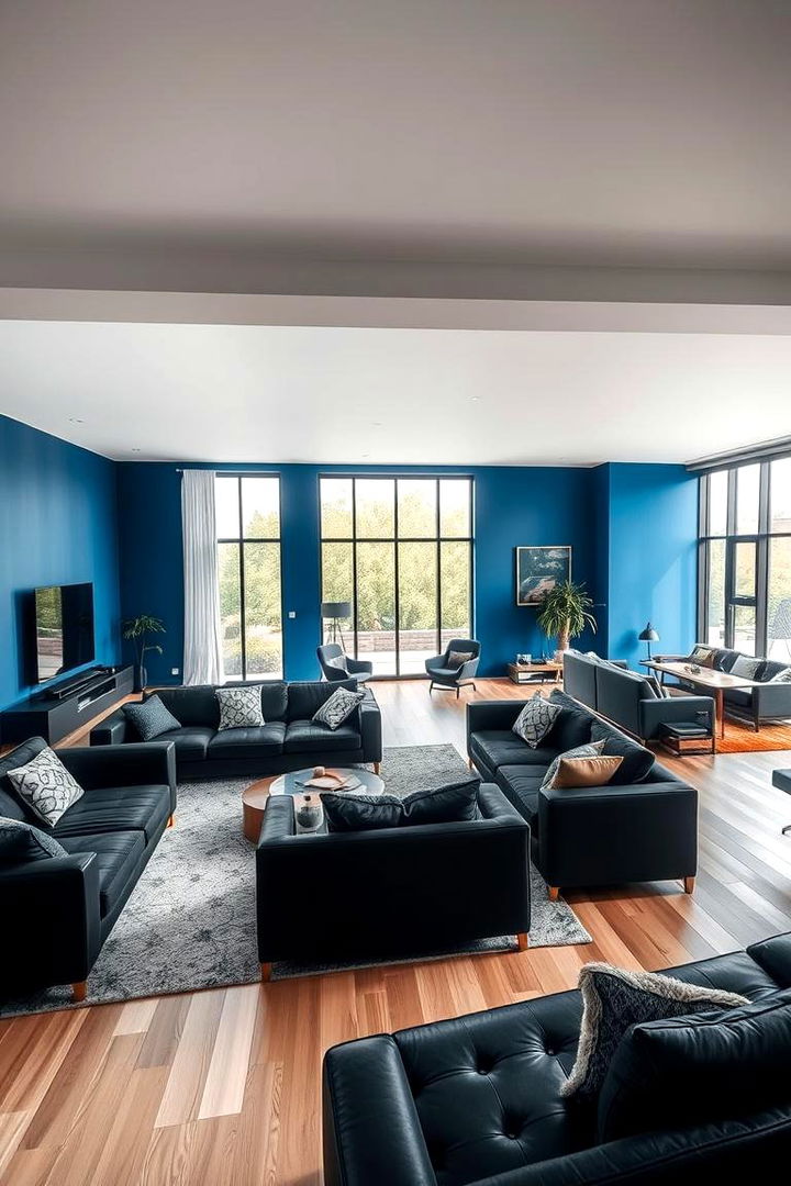 Dynamic Living Room Layouts - 22 Black and Blue Living Room Ideas