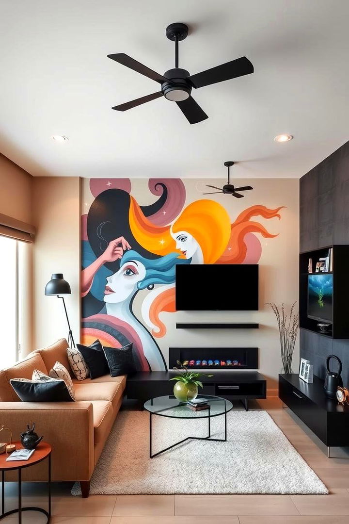 Dynamic Murals and Accents - 22 Black and Beige Living Room Ideas