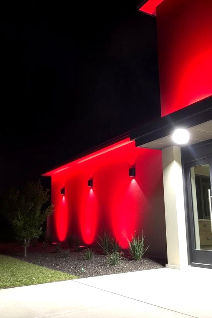 Dynamic Red Accent Lighting - 22 Dark Red House Exterior Ideas