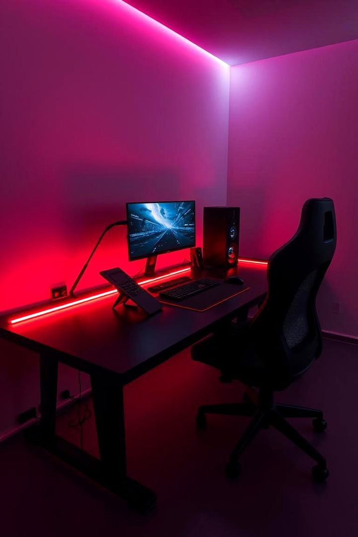 Dynamic Red LED Illumination - 22 Red and Black Gaming Setup Ideas