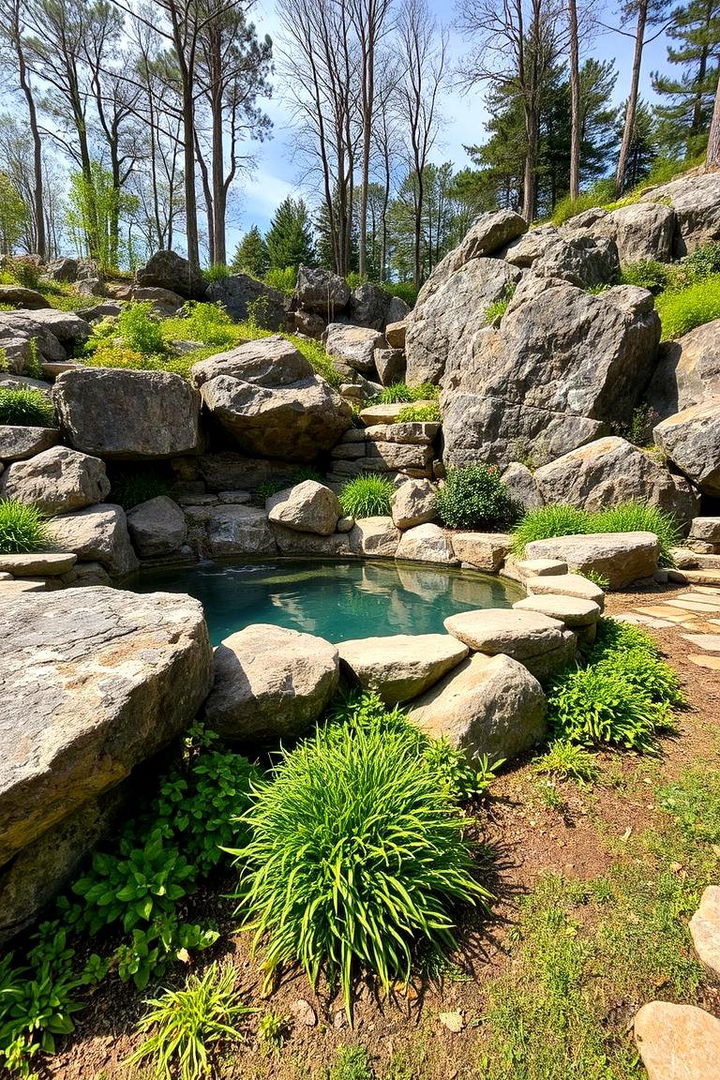 Dynamic Rock Garden Accents - 22 Above Ground Pool Landscaping Ideas