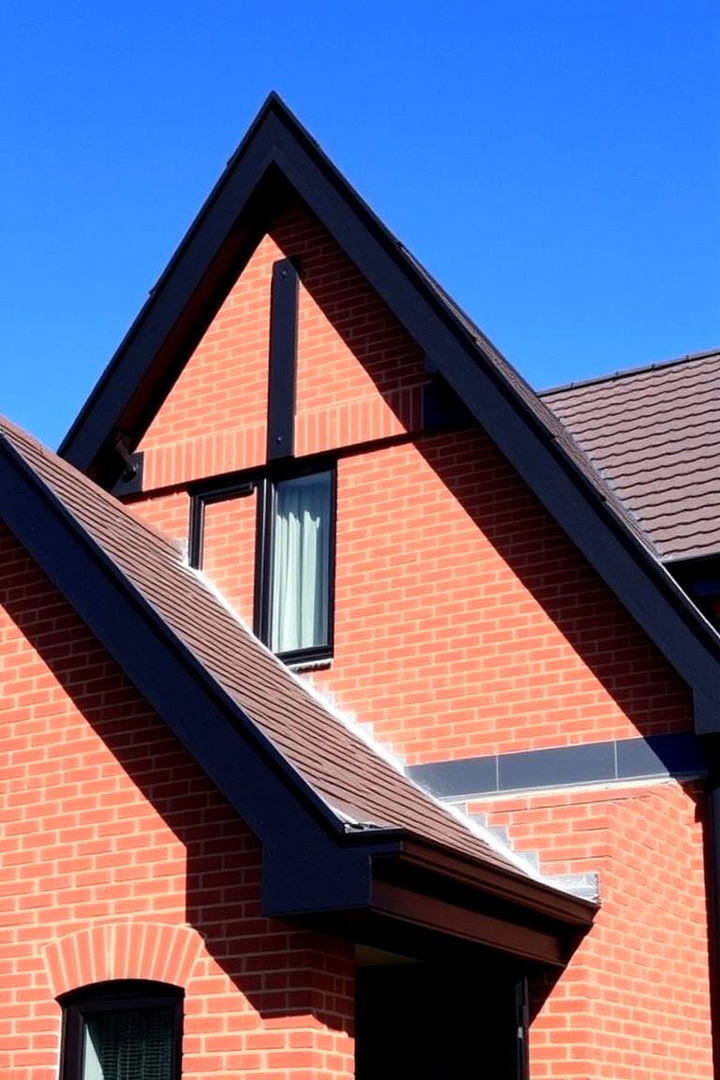 Dynamic Roofline Designs - 22 Red Brick House with Black Trim Design Ideas