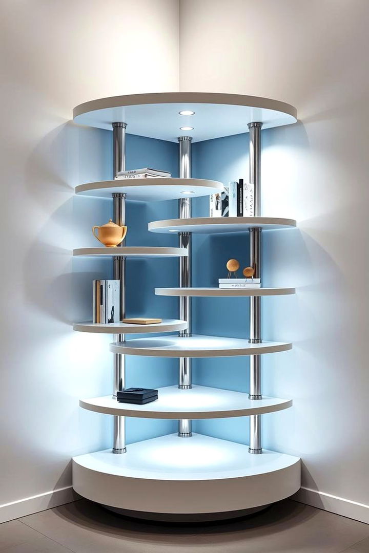 Dynamic Rotating Shelves - 22 Corner Bookshelf Ideas