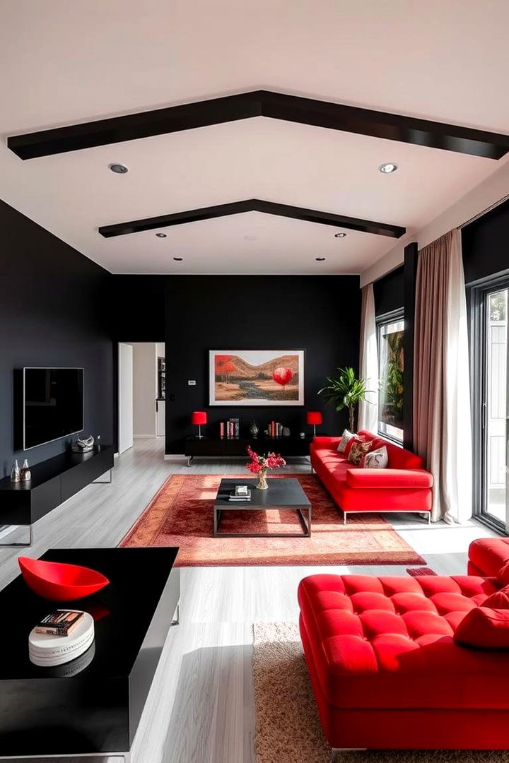 Dynamic Space Optimization - 22 Black and Red Living Room Ideas
