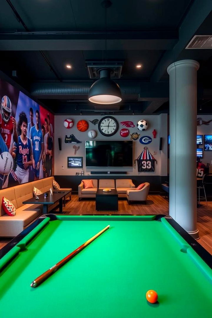 Dynamic Sports Lounge Atmosphere - 22 Pool Table Room Ideas
