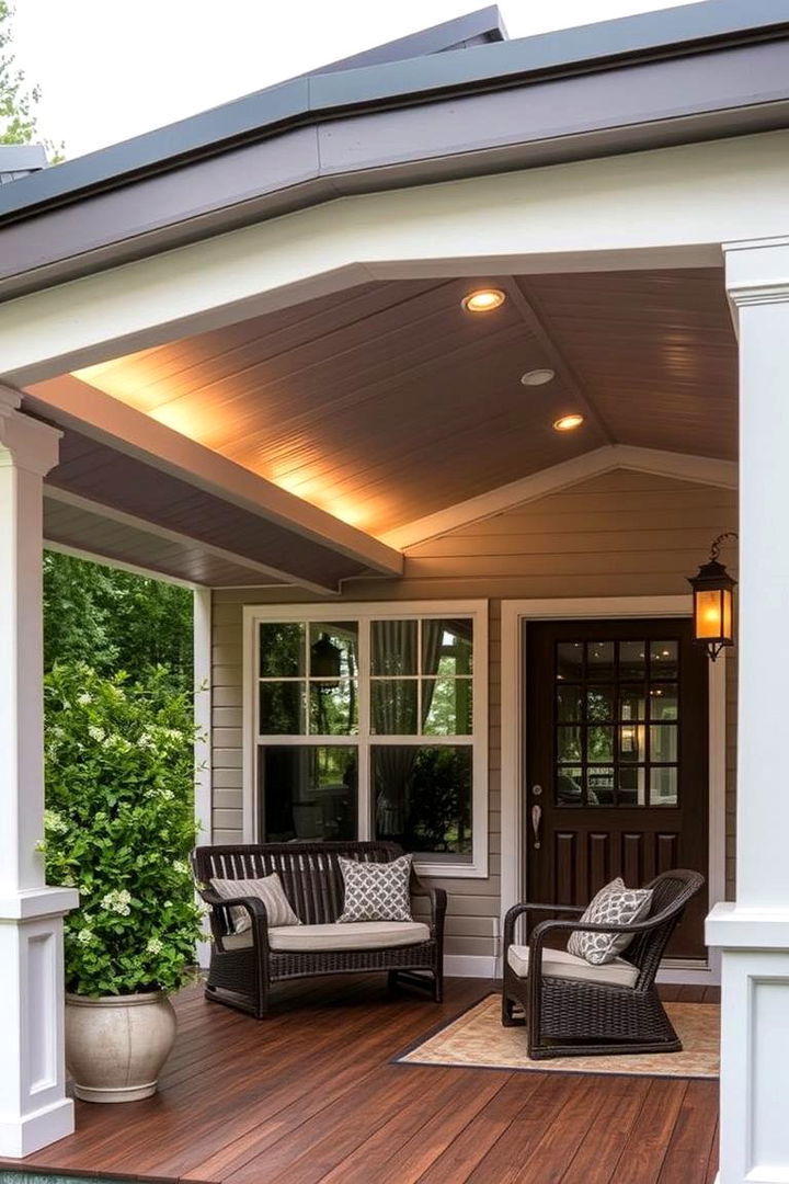 Dynamic Texture Play - 22 Metal Roof Porch Design Ideas