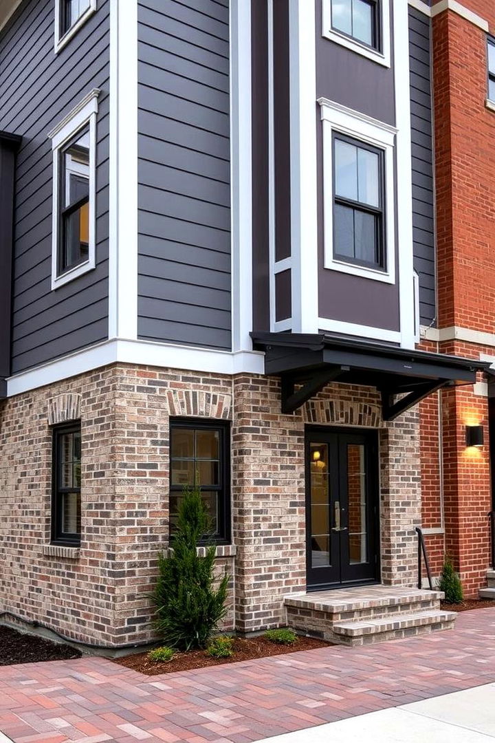 Dynamic Two Tone Vinyl with Varied Brick Lay - 22 Vinyl Siding and Brick Combinations