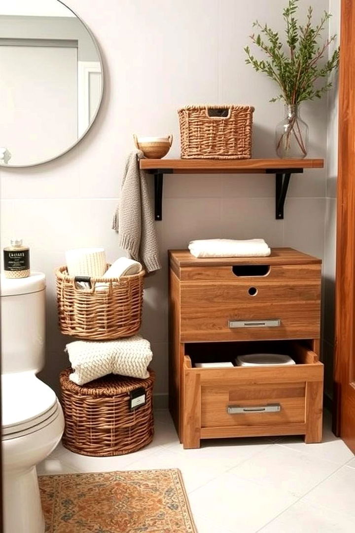 Earth Inspired Storage Options - 22 Earthy Bathroom Ideas