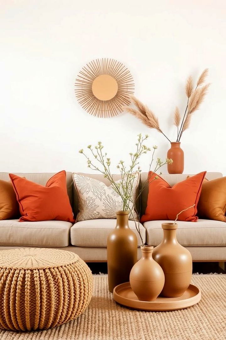 Earth Tone Accessories - 22 Earthy Living Room Decor Ideas