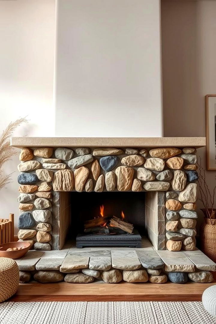 Earth Toned Harmony - 22 Stacked Stone Fireplace Ideas