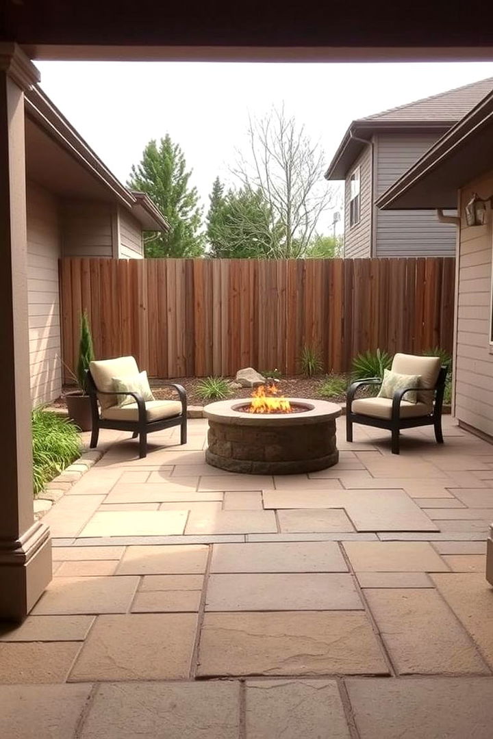 Earth Toned Serenity for Natural Flow - 22 stamped concrete patio with fire pit ideas