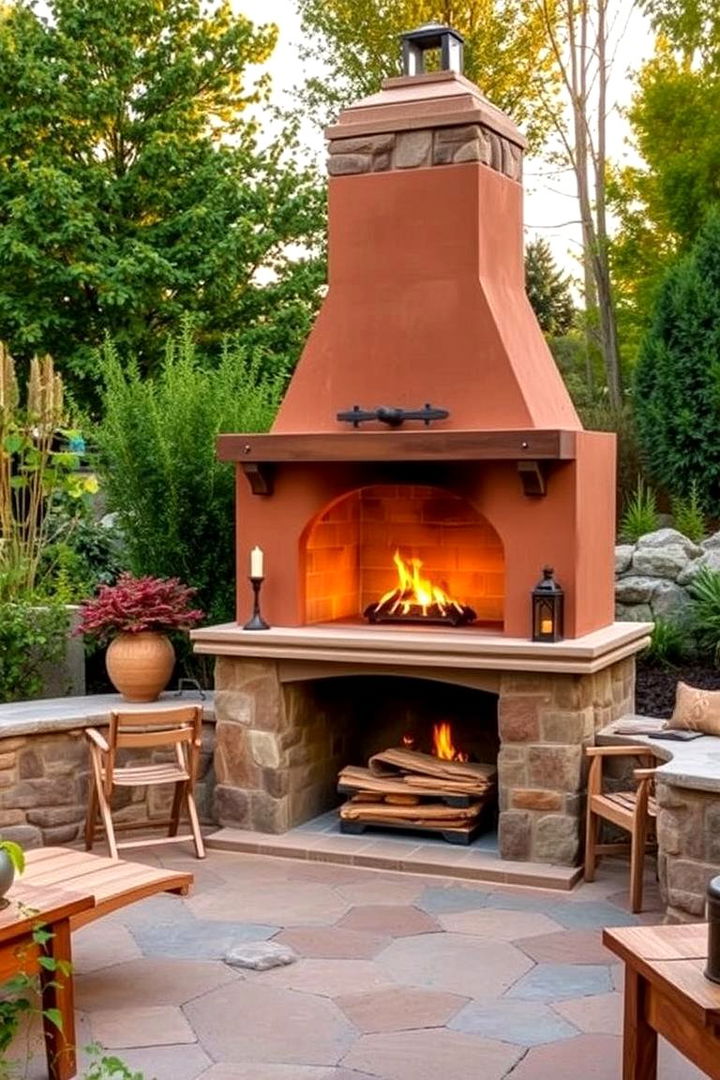 Earth Toned Surroundings Design - 22 Rustic Outdoor Fireplace Ideas