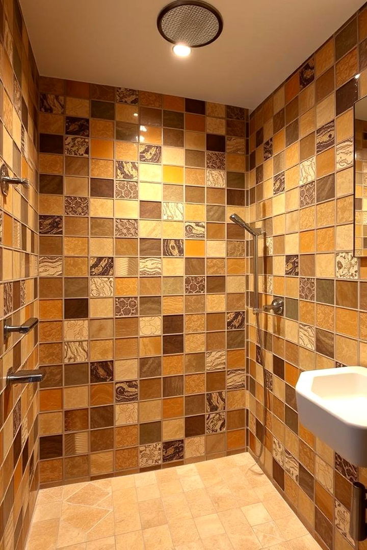 Earth Toned Tile Work - 22 Earthy Bathroom Ideas