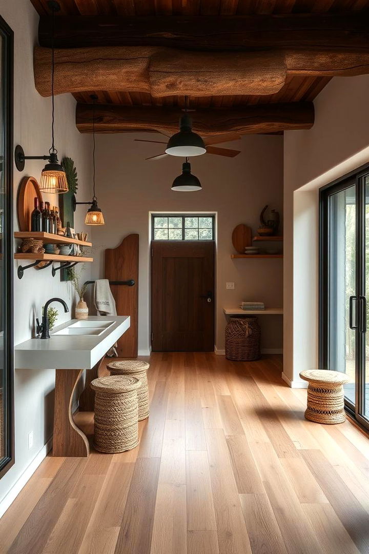 Earthy Accents and Modern Appeal - 22 Light Wood Floor Kitchen Ideas