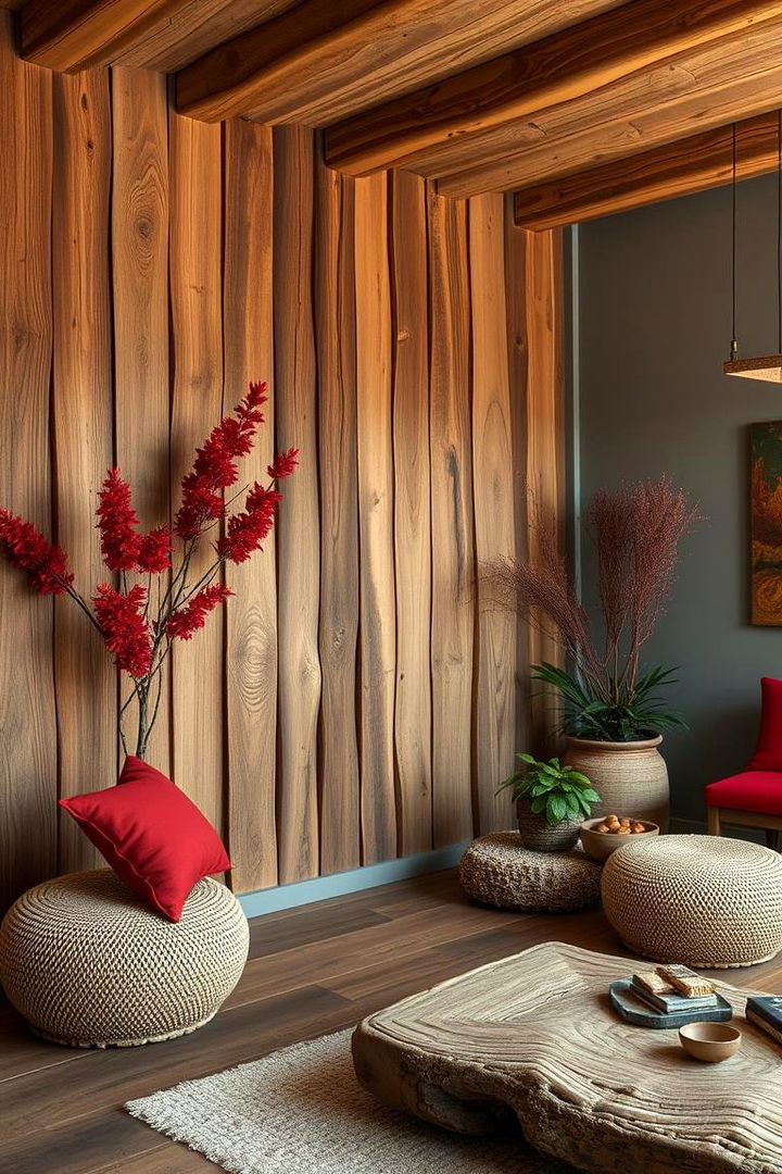 Earthy Accents with Red Touches - 22 Red and Grey Living Room Ideas