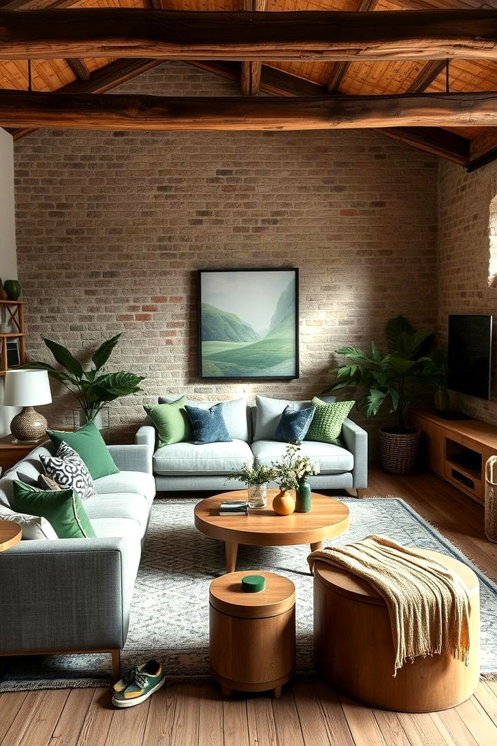 Earthy Balance Organic Green Decor with Urban Grey Style - 22 Green and Grey Living Room Ideas