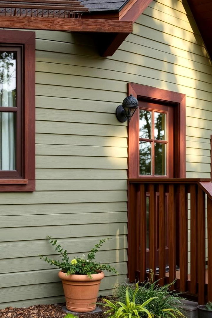 Earthy Brown Balance - 22 Exterior House Color Schemes With Sage Green Siding
