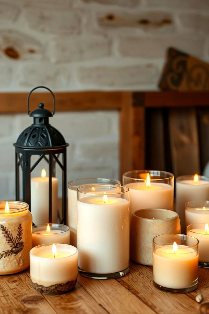 Earthy Candles and Lanterns - 22 Friendsgiving Decor Ideas