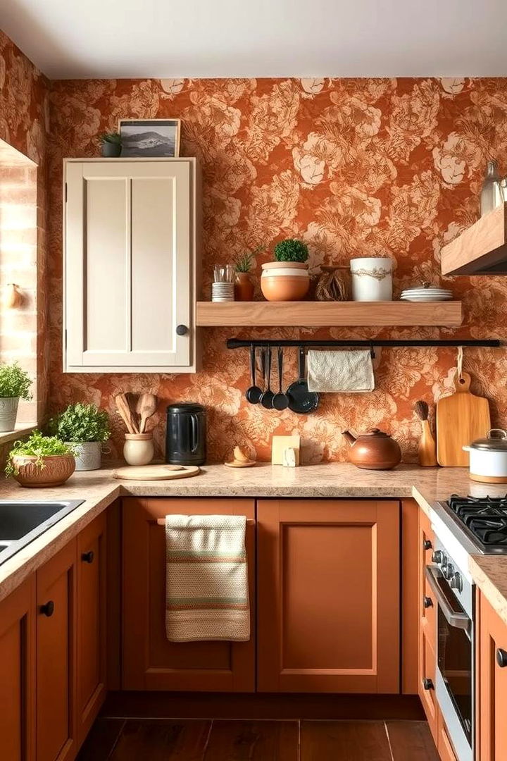 Earthy Clay Tones - 22 Kitchen Wallpaper Ideas