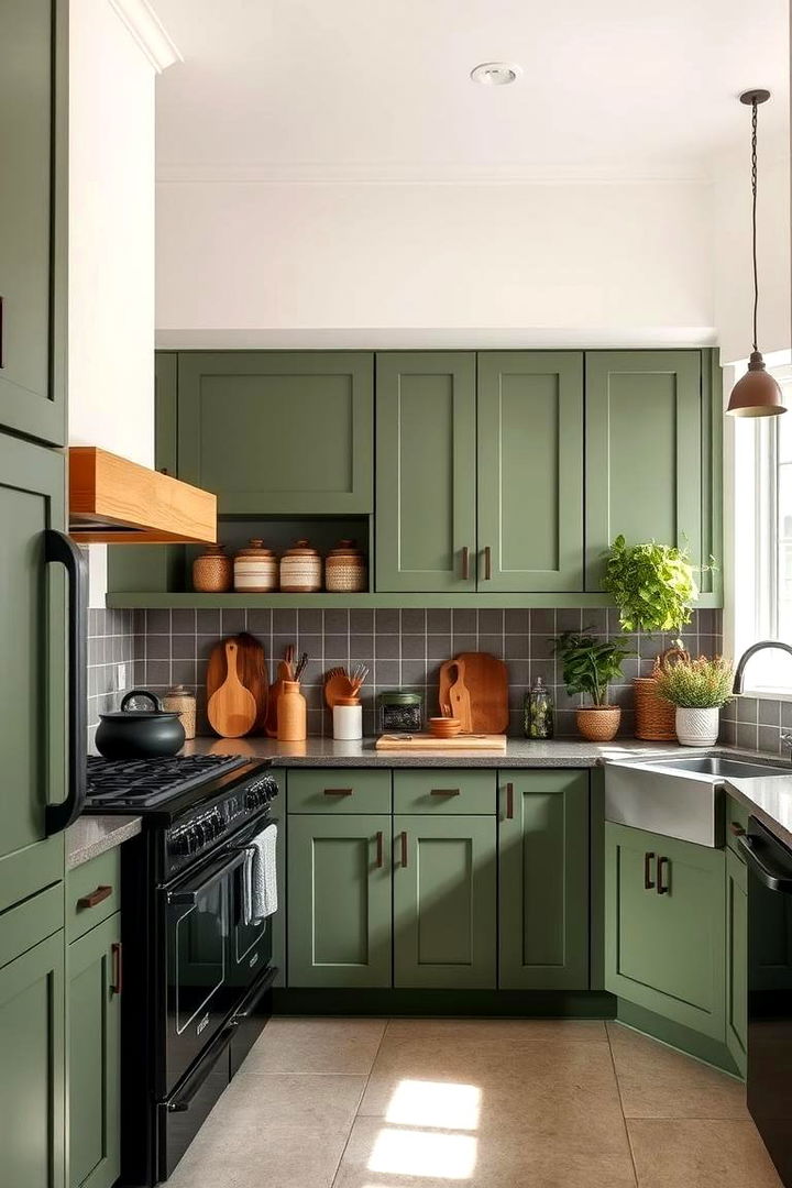 Earthy Green Cabinets - 22 What Color Cabinets Go With Black Appliances