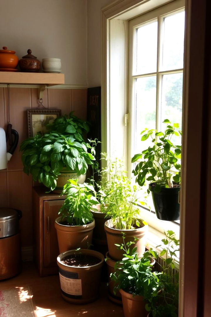 Earthy Herb Garden Corners - 22 Primitive Kitchen Ideas