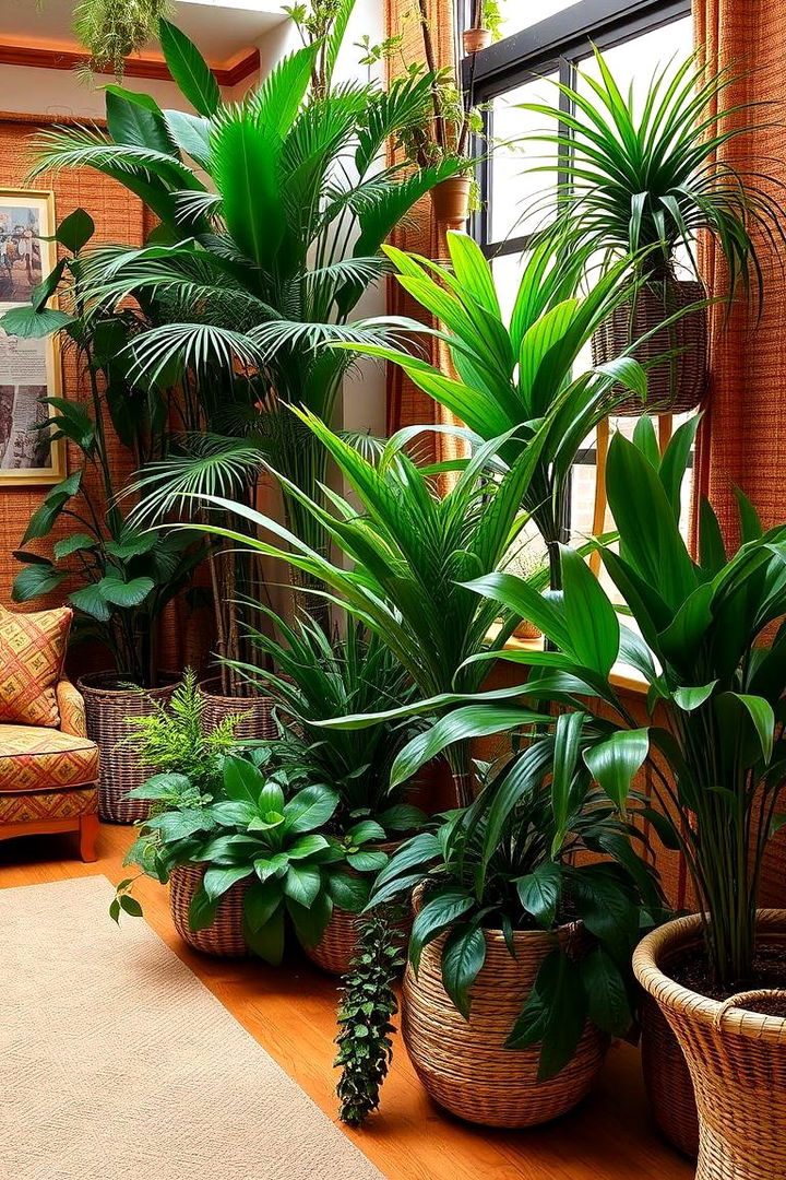 Earthy Indoor Plant Arrangements for Natural Vitality - 22 Bohemian Moroccan Living Room Ideas