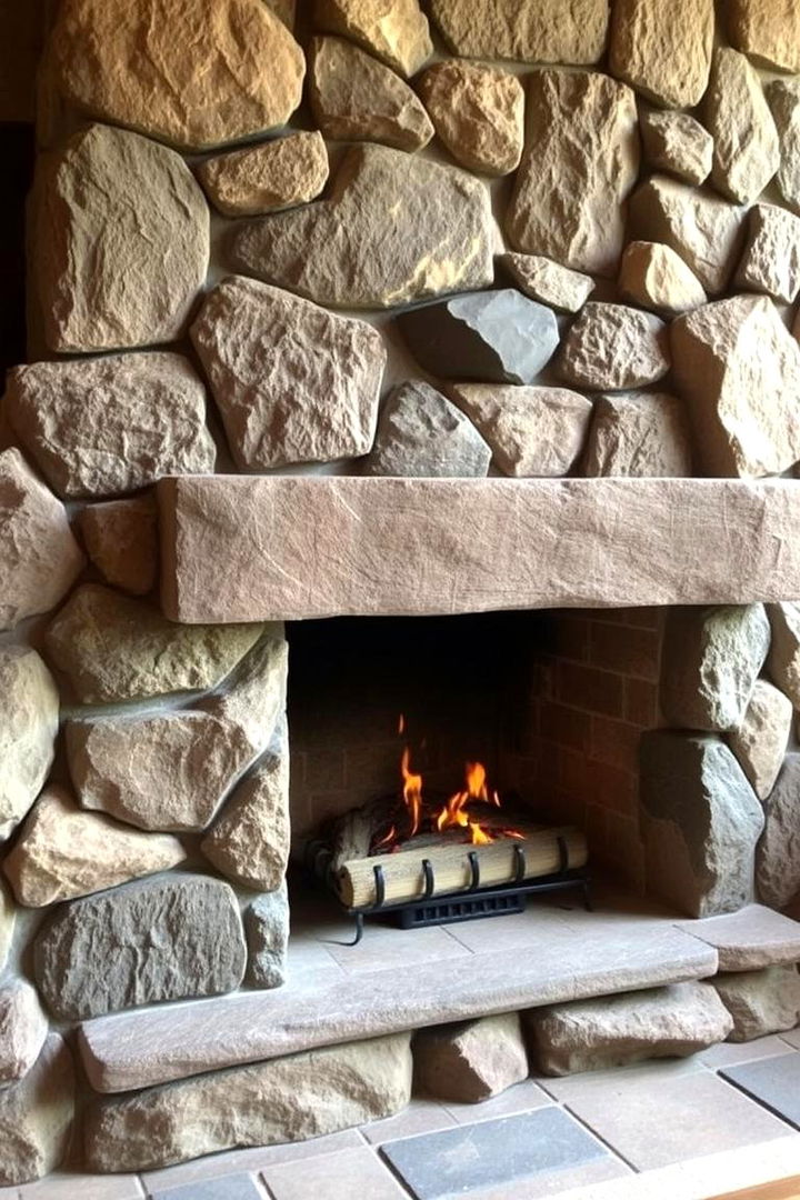 Earthy Natural Stone - 22 Floor to Ceiling Fireplace Ideas