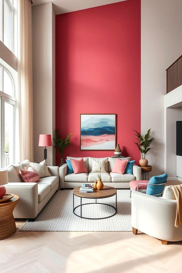 Earthy Neutrals with Pops of Pink and Blue - 22 Pink and Blue Living Room Ideas