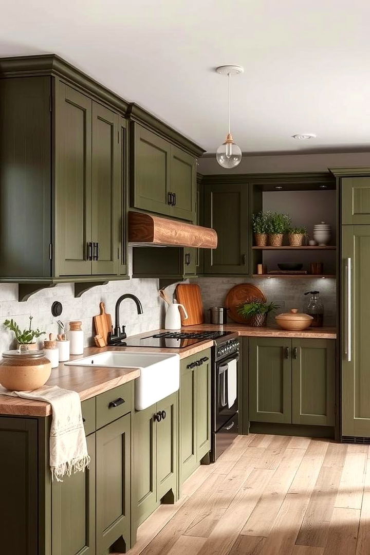 Earthy Olive Green - 22 Kitchen Cabinet Color Ideas